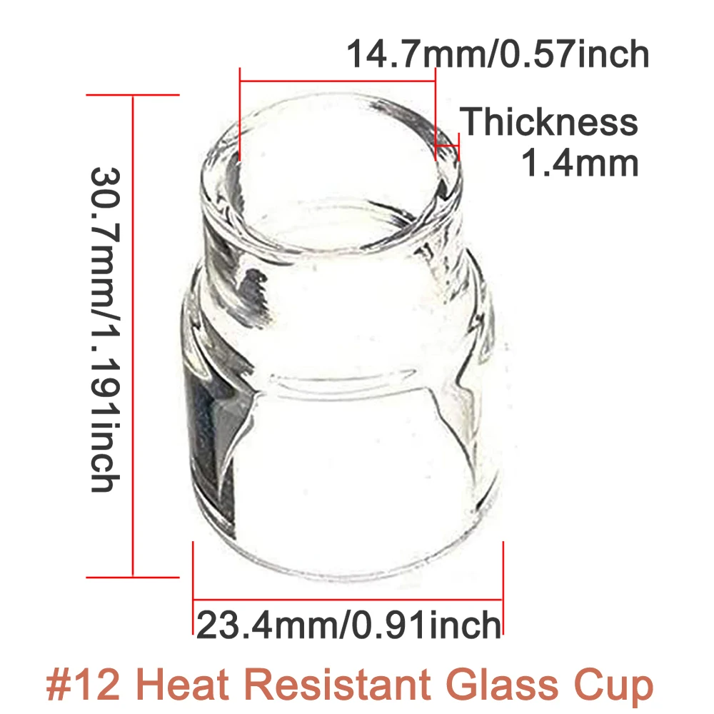 Газовая линза TIG короткая 23 шт. 17CB20G 1 0/1 6/2 4/3 2 мм стеклянная чаша #12 газовая