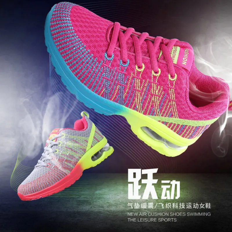 Women Running Shoes Fashion Casual Sneakers Mesh Lace Up Thickening Extra High Shoes Nice Comfortable Breathable Zapatillas Muje