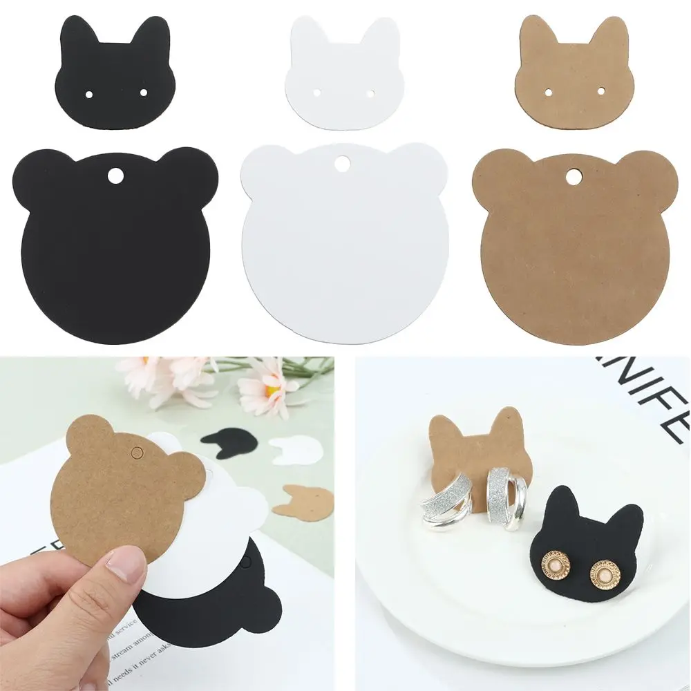 

6x6cm Hang Label Price Tags DIY Accessories Cartoon Animal Earring Cards Cat Bear Shape Jewelry Display Cardboards