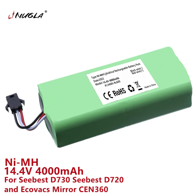 

14.4V 3000mAh/4000mAH NI-MH Battery For Seebest D730 Seebest D720 Ecovacs Mirror CEN360 Robot Vacuum Cleaner Parts