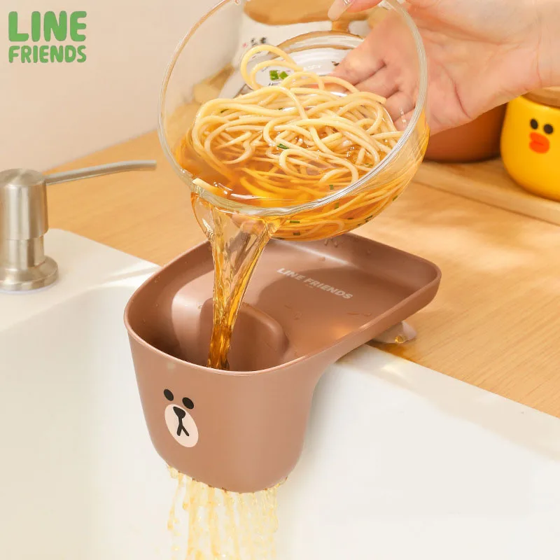 

Line Frienes Cartoon Kitchen Shelf Anime People BROWN SALLY Multifunctional Drainage Basket Drainage Organiser