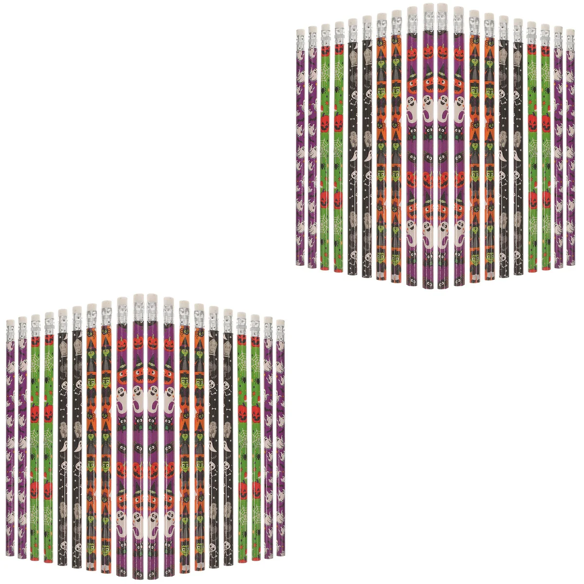 

60 Pcs Halloween Sketch Cartoon Eraser Pencils Bulk School Writing Basswood Designed