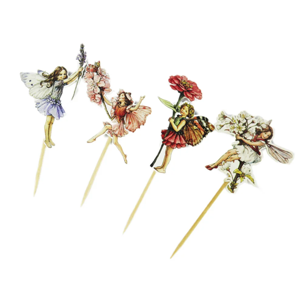 

Fairy Decorations Cake Party Cupcake Toppers Supplies Topper Birthday Picksdecoration Knot Flower Teapotgirls Bow Fairies