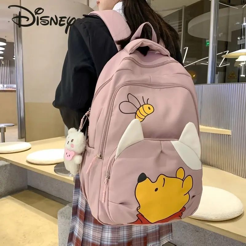Disney New Women's Backpack Fashion High Quality Nylon Student Backpack Cartoon Simple Large Capacity Portable Travel Bag