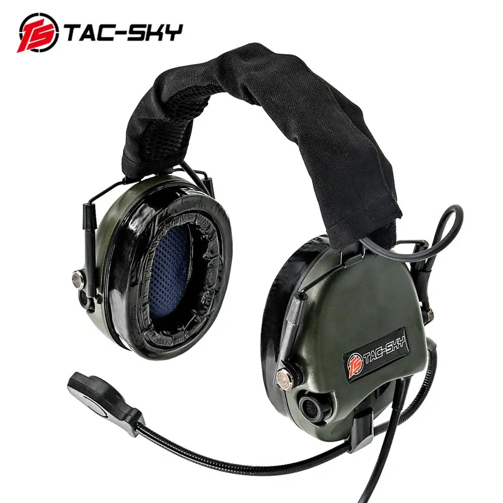 TAC-SKY Silicone Earmuffs Tactical HEADSET TEAHEADSET Hi-Threat Tier 1 Electronic Noise Cancelling Pick up Shooting Headset
