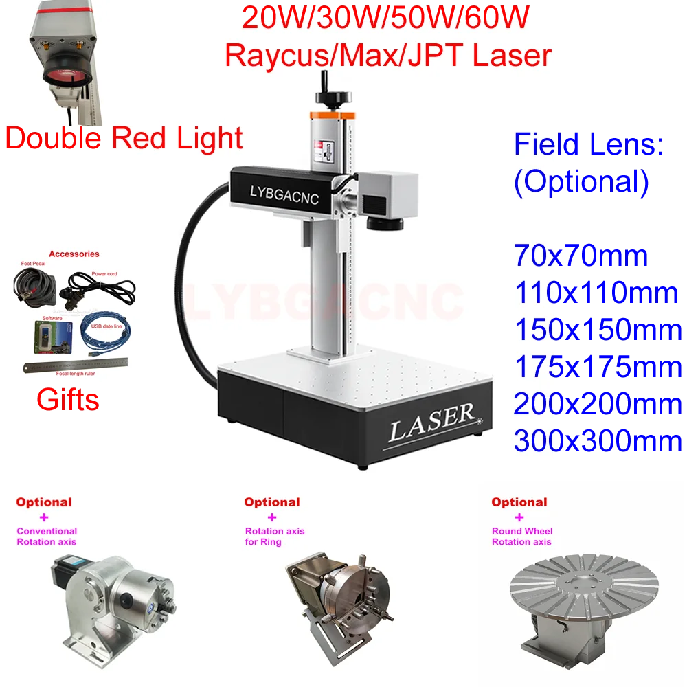 50 Вт Raycus настольный волоконный лазерный маркировочный станок 30 металлический