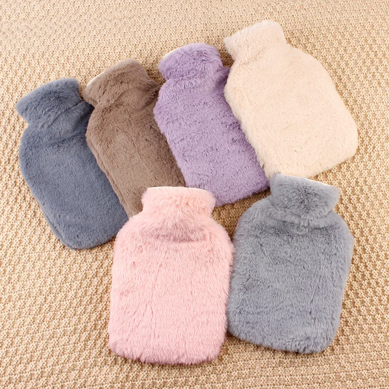 

2000ml Water Filled Hot Water Bag Water Bottle Hand Warmer Plush Cloth Cover PVC Water Filled Warm Hand Bag Warming Products