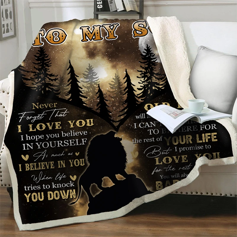 

New Wolf Pattern Blanket Gift For My Son Letter 3D Printing Blankets Keep Warm On The Beds Sofa Quilt Express love Birthday Gift
