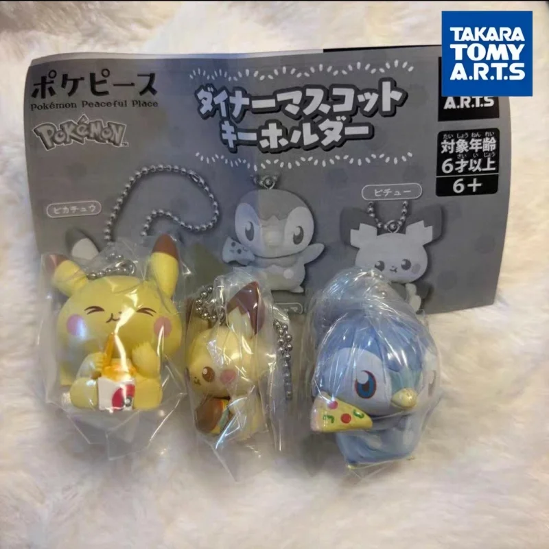 Фото Брелок-подвеска Takara Tomy Pokemon Peaceful Place Diner с Пикачу, Манчлаксом, Пиплупом, Пичу, игрушка-капсула, украшение для сумки №1