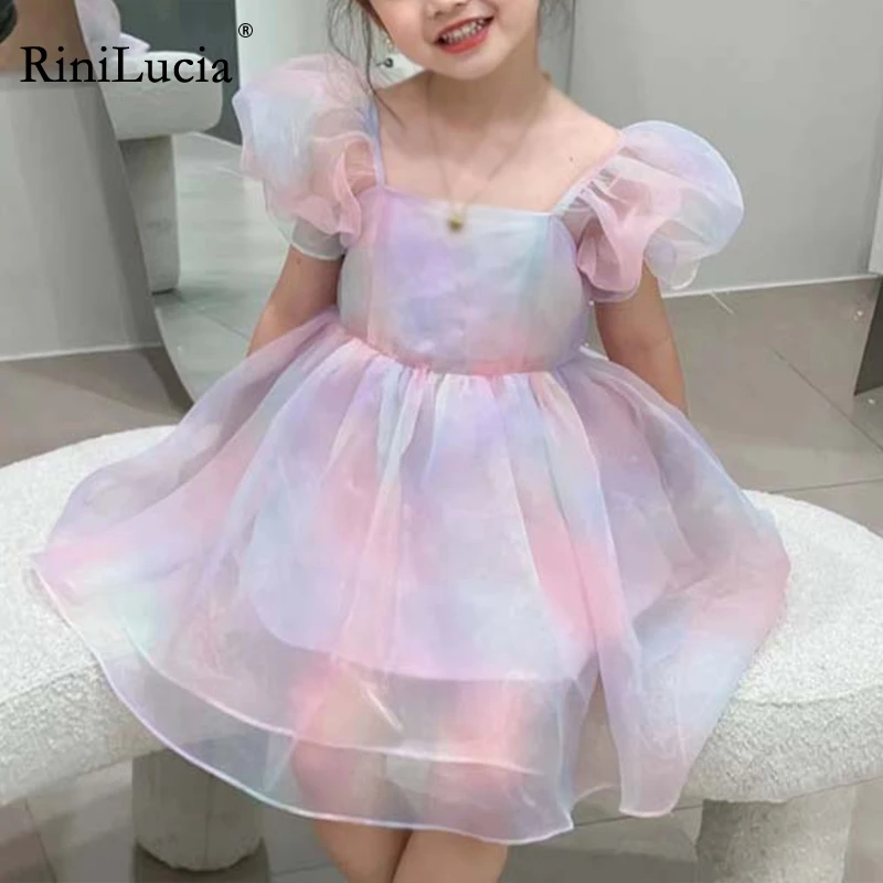 

RiniLucia Girls Ruffles Princess Dress For Kids Wedding Party Tutu Prom Gown Children Birthday Pageant Communion Formal Vestidos