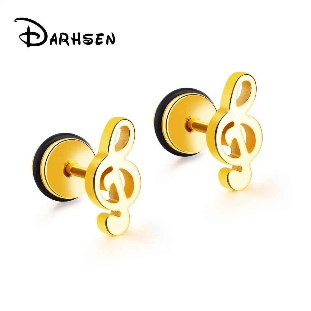 

DARHSEN Brand Punk Black Silver Gold color Stainless Steel Unisex Women Male Men Stud Earrings Charms Fashion Jewelry GE418