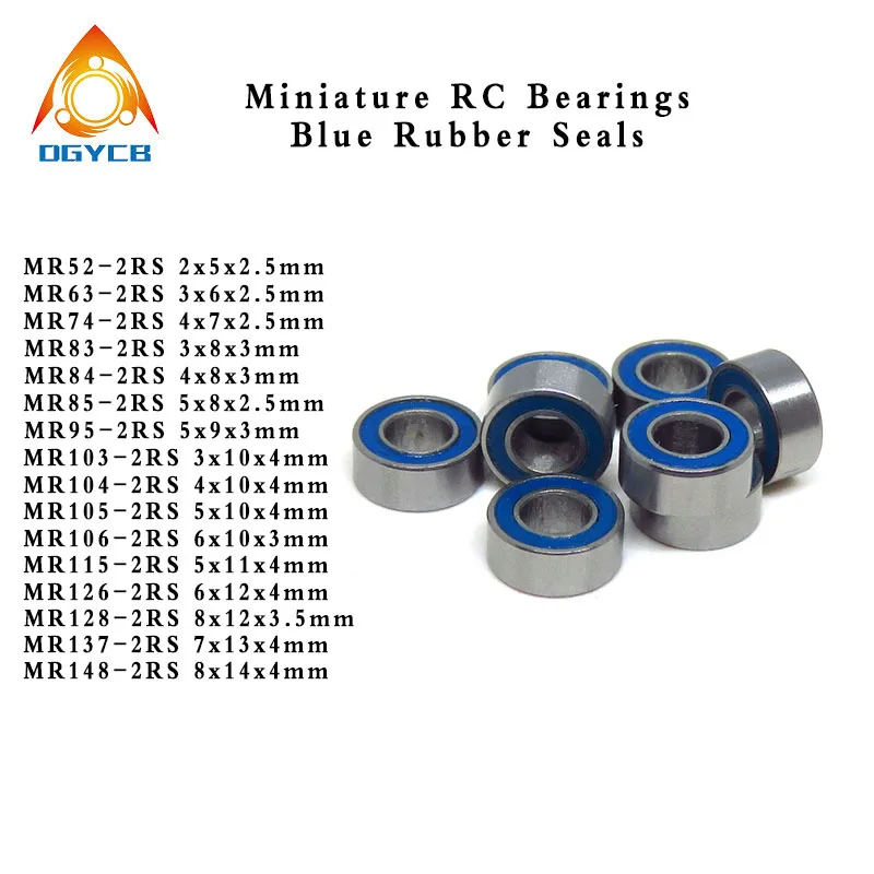 

10pcs 2x5x2.5 mm MR52 2RS Bule Seals Ball Bearing MR52RS L520 2*5*2.5 Miniature RC Cars Truck Bearing MR63 MR74 MR85 MR95 MR104