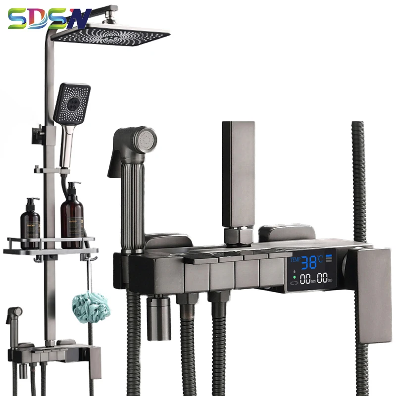 Современный цифровой душевой набор с пианино роскошный смеситель для горячей и