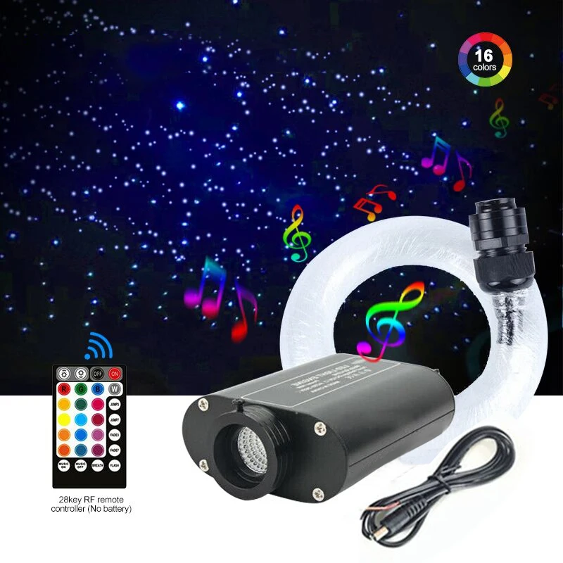 

KEEN Car RGB Starry Light Projector 200pcs 2M Fiber Optic Star Sky Ceiling Lights Auto Interior Atmosphere Lamp Decorative Led