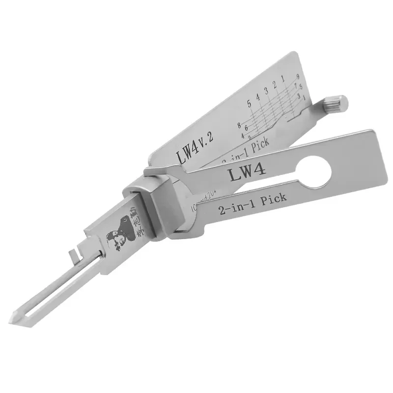 Набор отмычек Lishi 2-в-1 LW4 5 Bead 2024 из поликарбоната для вскрытия замков, включая считыватель ключей (art.: 3920db686fb53) - 3920db686fb53
