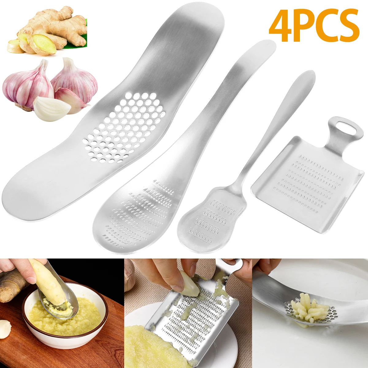 

Пресс для чеснока из нержавеющей стали, Ручной пресс для чеснока, измельчитель, измельчитель имбиря, овощей, домашние кухонные приспособлен...