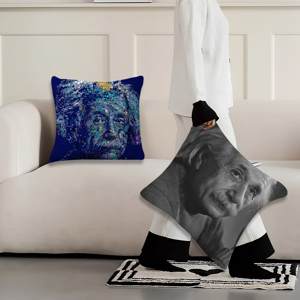 Art Albert E-Einstein M-Math Pillow Case Square Cushion Room Bedroom Headboard Sofa Living Backrest Car Accessories Nap Time