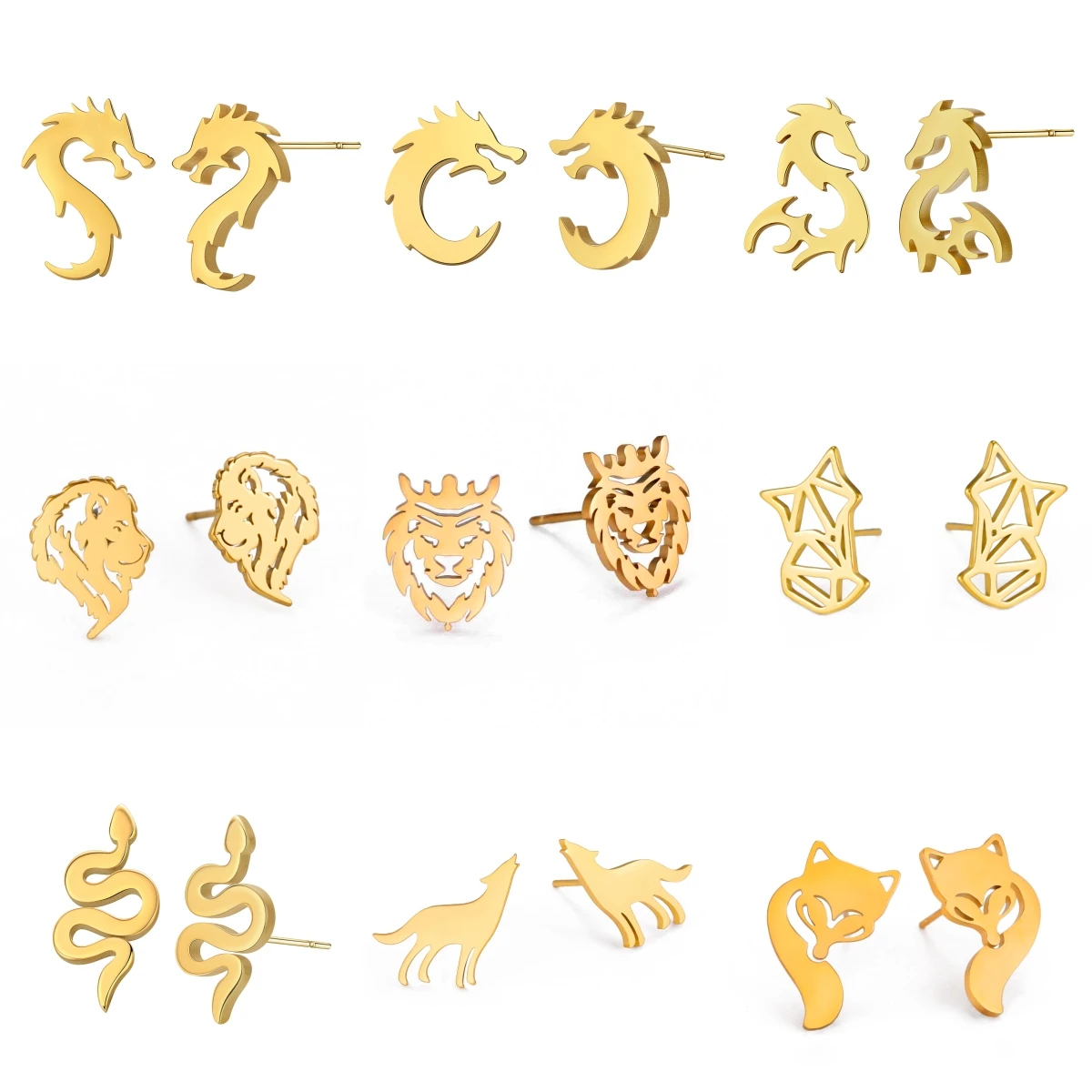 LIKGREAT изысканные серьги-гвоздики с животными из нержавеющей стали для женщин