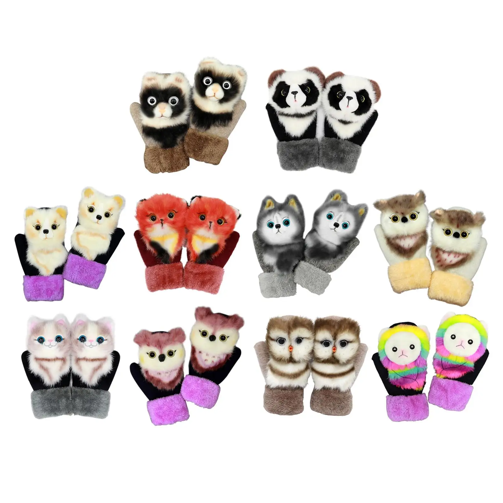 

Outdoor Women Winter Gloves Ladies Girls Thick 3D Cartoon Warm Mittens Thicken Men And Women Gloves Christmas Gifts for Kids