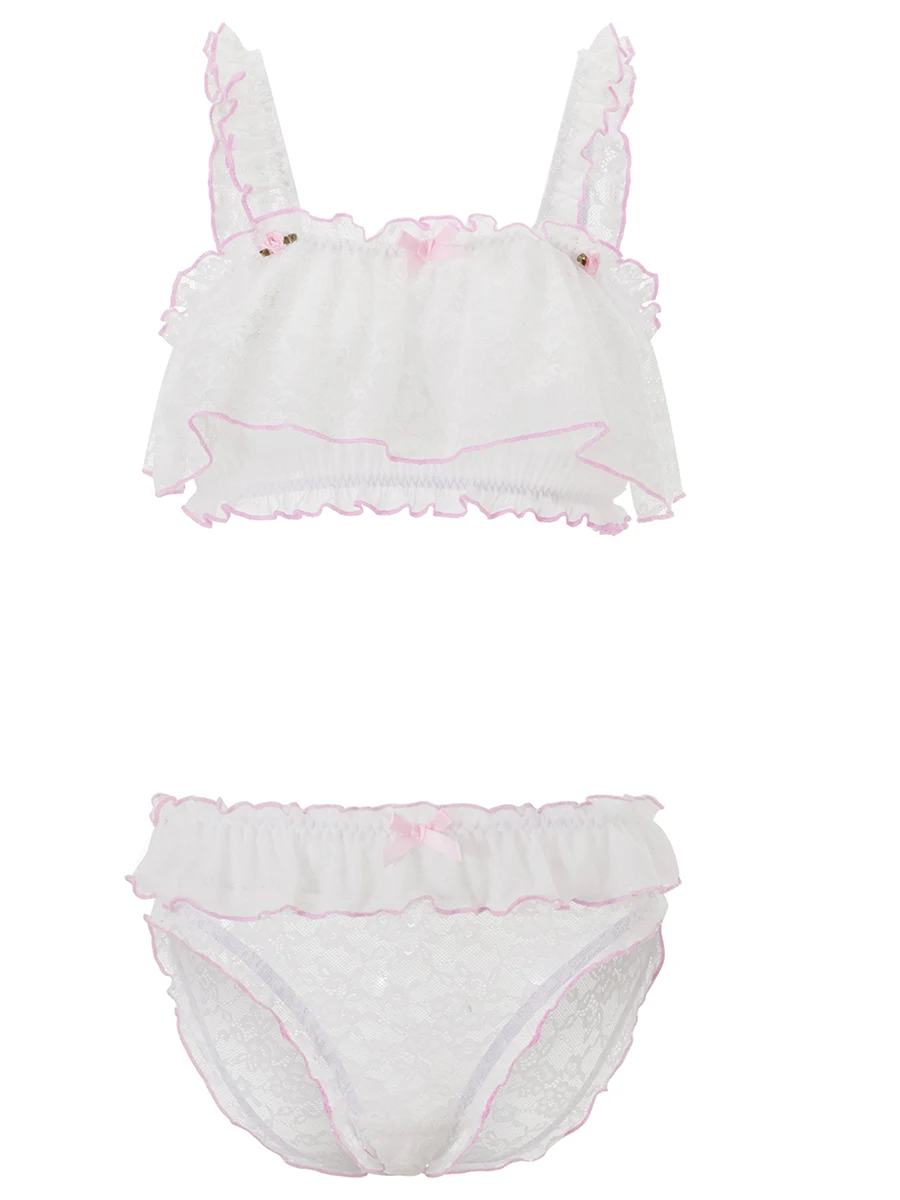 Женский комплект нижнего белья из прозрачного кружева мини-бант бюстгальтер с