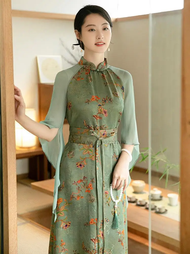 Женское шифоновое платье с цветочным принтом