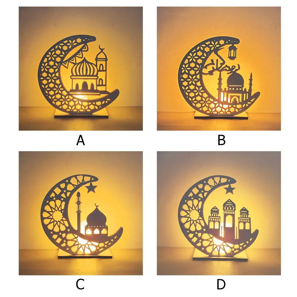 Светодиодный подвесной деревянный Ид Мубарак Карим Рамадан Свечи Свет Исламский