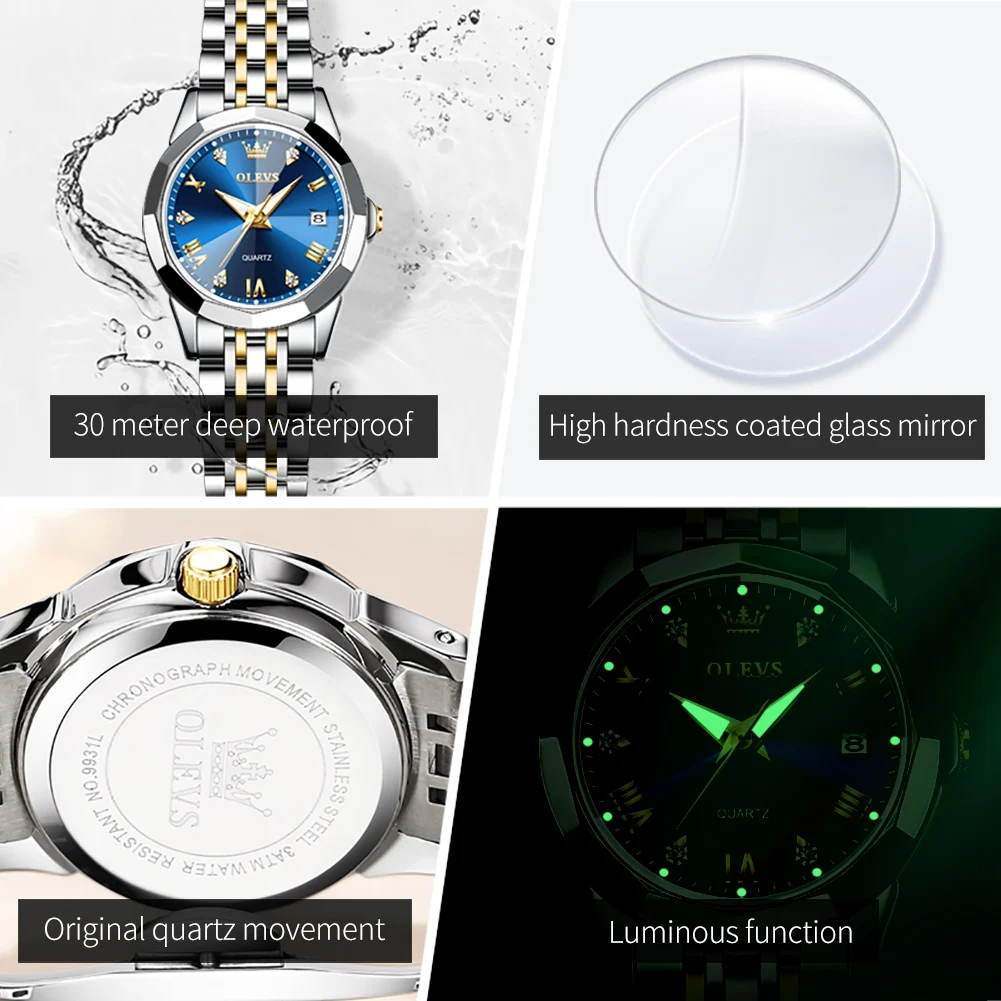 TAXAU Watch For Women Stainless Steel Strap Waterproof Luxury Diamond Dial Calendar Ladies Elegant Quartz Wristwatch Reloj Mujer