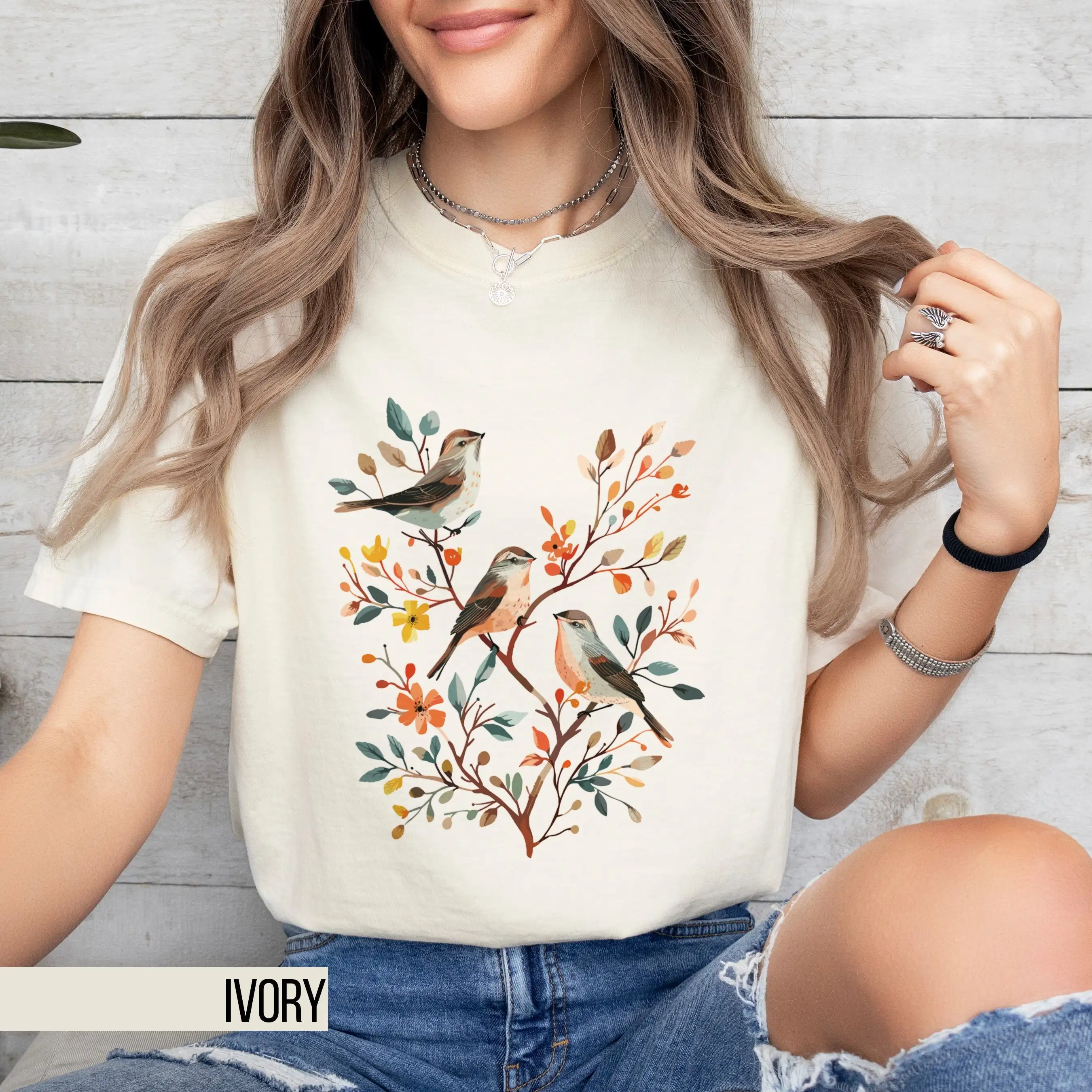 Футболка с изображением птицы в народном стиле эстетический природный стиль