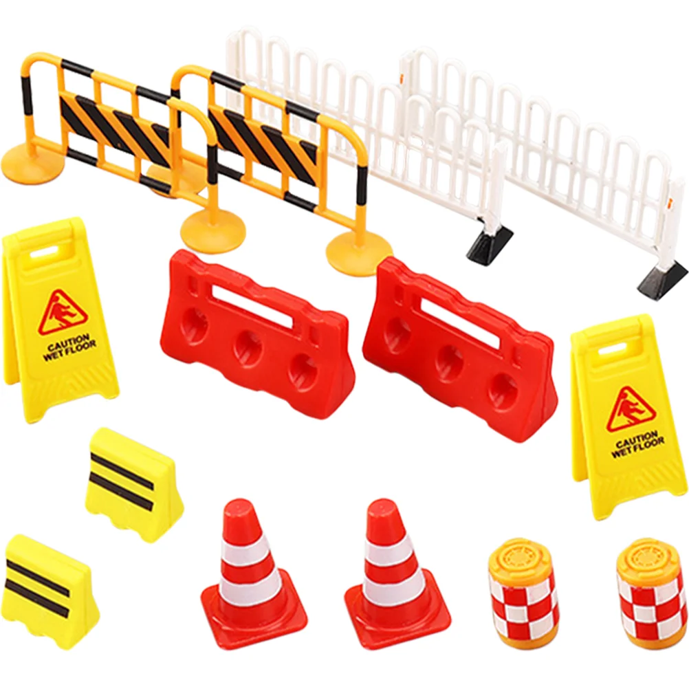 

14 Pcs Toy Traffic Road Sign Barricade Toddler Toys Signs Playset Plastic