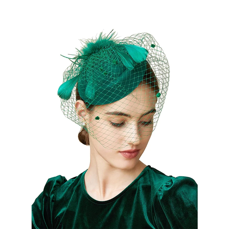 

Fascinator Hat Veil Feather Fascinator Hair Clip Tea Party Pillbox Derby Hat Fascinator Bridal Wedding Veil