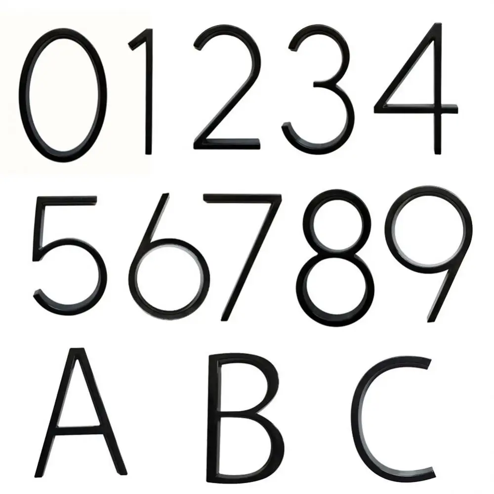 125-мм плавающие номерные буквы для дома, большие современные буквы алфавита на двери, наружный декор, адресная табличка со знаками #0-9 цвета черный.