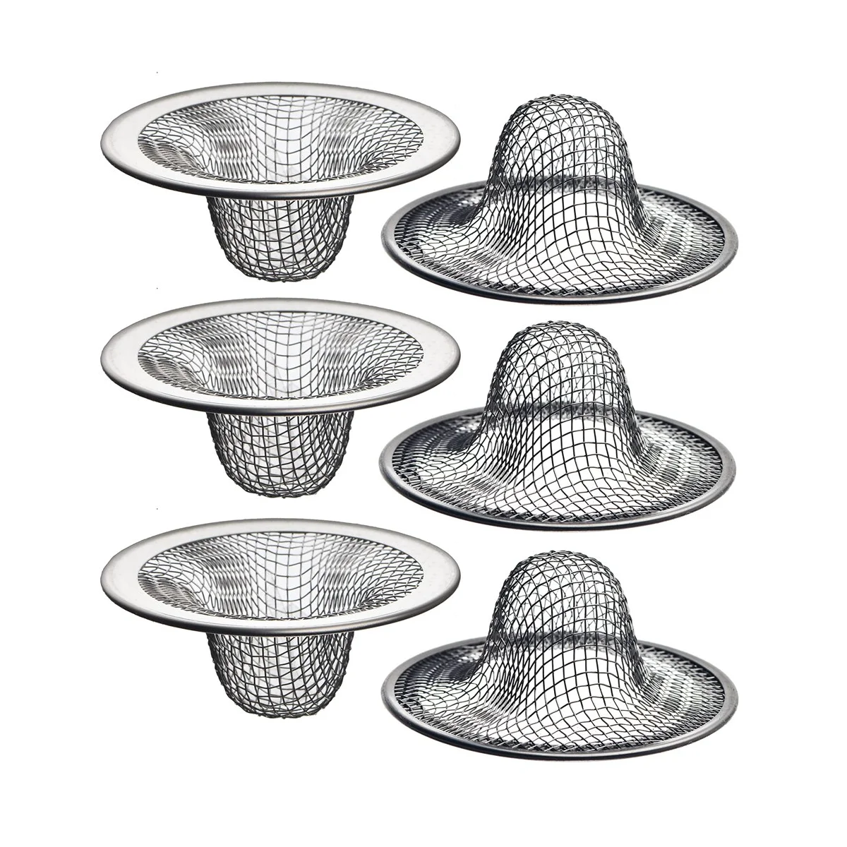 

6 Pack - 2.125Inch Top / 1Inch Basket - Mesh Sink Drain Strainer Hair Catcher for Bathroom Sink, Utility, Slop, Laundry