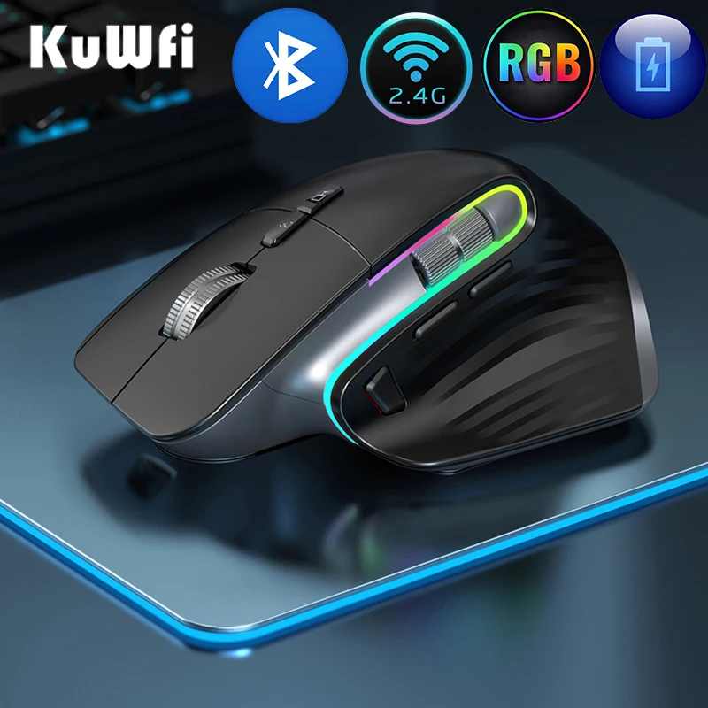 Silent Gaming Mouse 2.4g&bluetooth Mause Ergonomic For Pc La