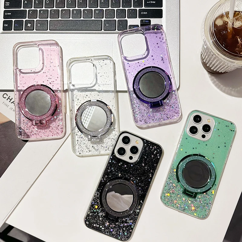 Mirror Glitter Phone Case For Hawei P Smart 2019 2020 2021 Z Anti drop Bumper Magnet Bracket Cover