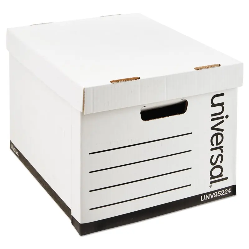 

Heavy-Duty Fast Assembly Lift-Off Lid Storage Box, Letter/Legal, White, 12/CT