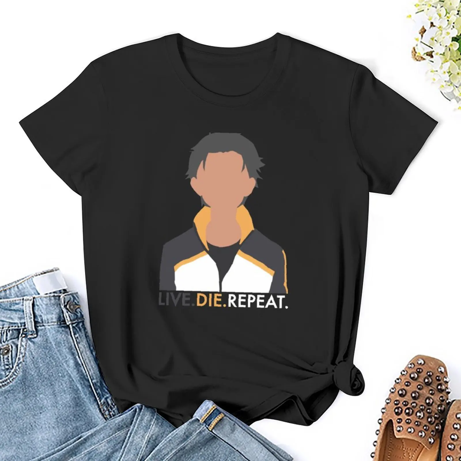 Живите. Штамп. Повторить./Футболка Re Zero винтажная одежда летний топ кавайная