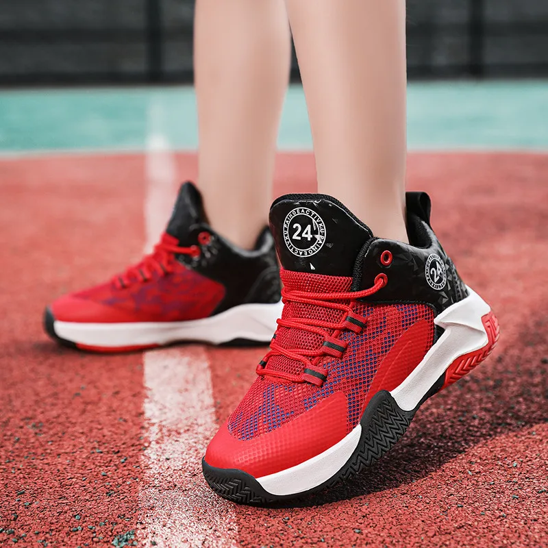 Summer Breathable Boy Basketball Sneakers Comfortable Anti-Shock Kids Basketball Shoes Rubber Anti-slip Children's Sports Shoes