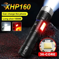 xhp160 powerful led flashlight usb rechargeable high power tactical torch waterproof work light self defense camping hunting