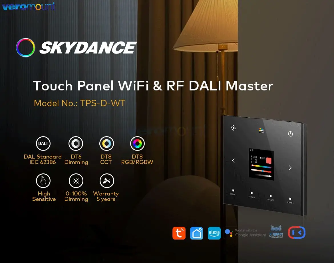 Skydance TPS-D-WT 100-240 В переменного тока Wi-Fi и RF настенная сенсорная панель DALI управление