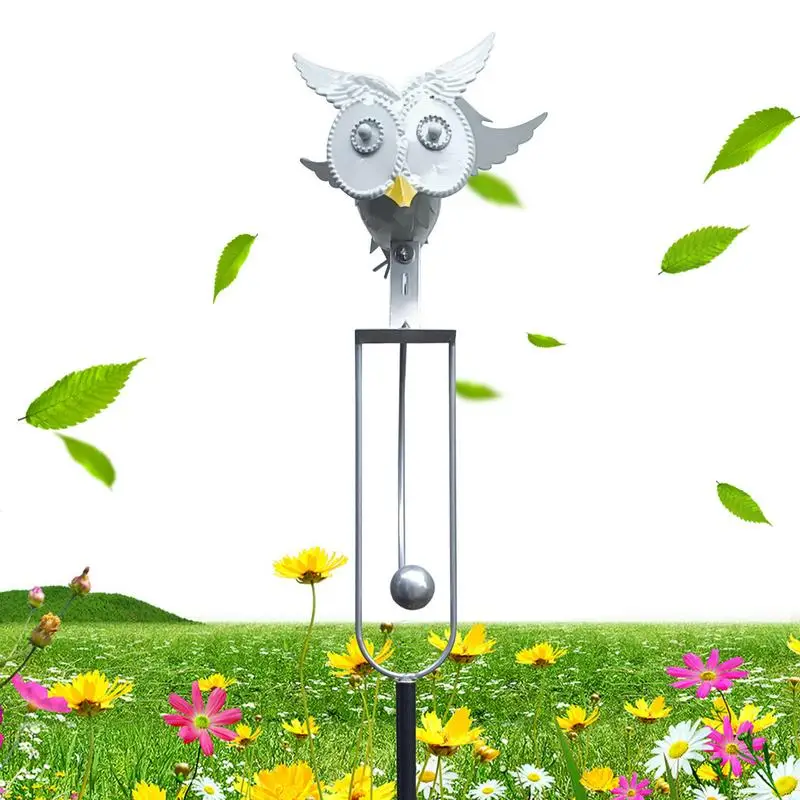 

Wing Flapping Kinetic Owl Garden Art Bird Flapping Owl Decorative Garden Stakes Owls Keep Birds Away 3D Kinetic Wind Spinner