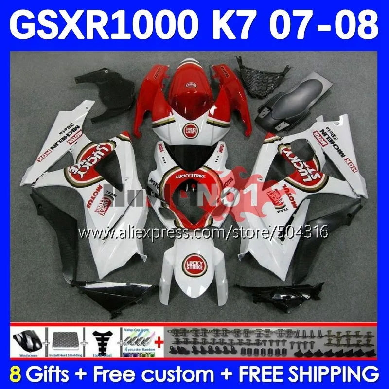 

Body Kit For SUZUKI GSXR1000 K7 GSX-R1000 GSXR 1000 22No.13 1000CC GSXR-1000 lucky red blk GSX R1000 07 08 2007 2008 OEM Fairing