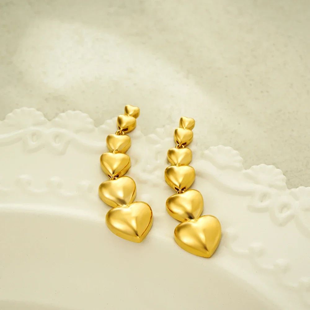 Глянцевая длинная цепочка с кисточками в форме сердца висячие серьги для женщин