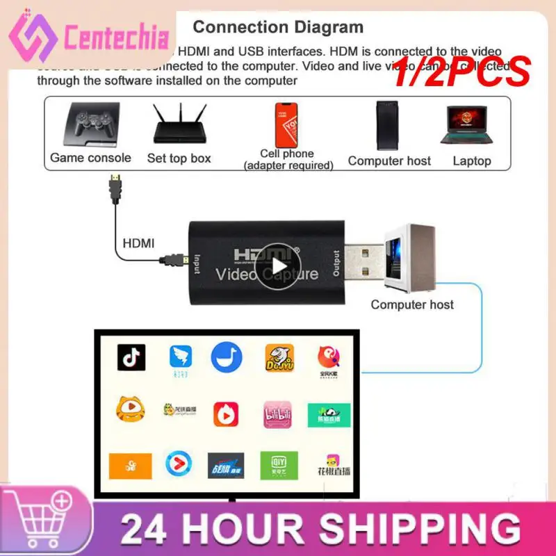 

1/2 шт. HDMI-совместимая карта видеозахвата USB 3.0 записывающее устройство для/3 игровых ТВ-приставок телефонов видеокамер записывающих прямых трансляций
