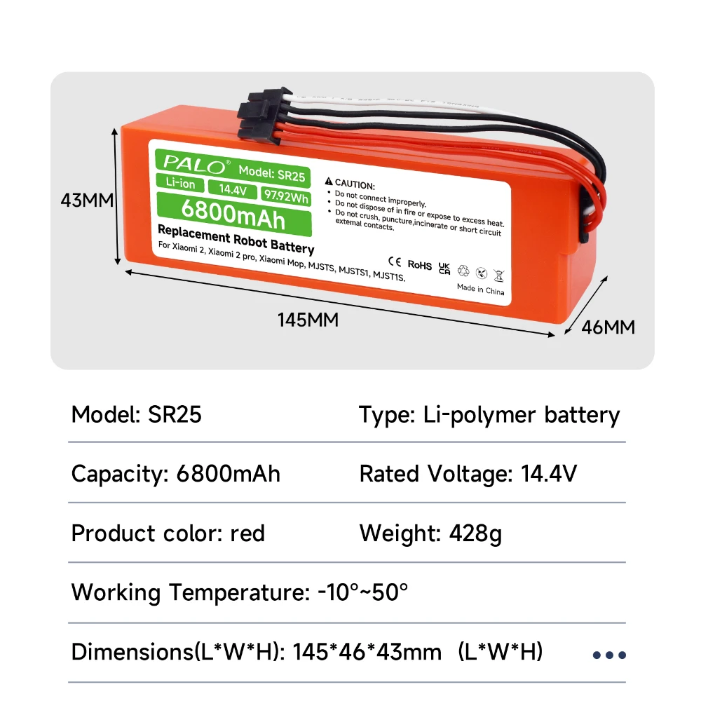 Сменный аккумулятор PALO 14 4 В для Xiaomi 2 pro Mop MJST1SHW MJSTS1 MJSTS MJST1S