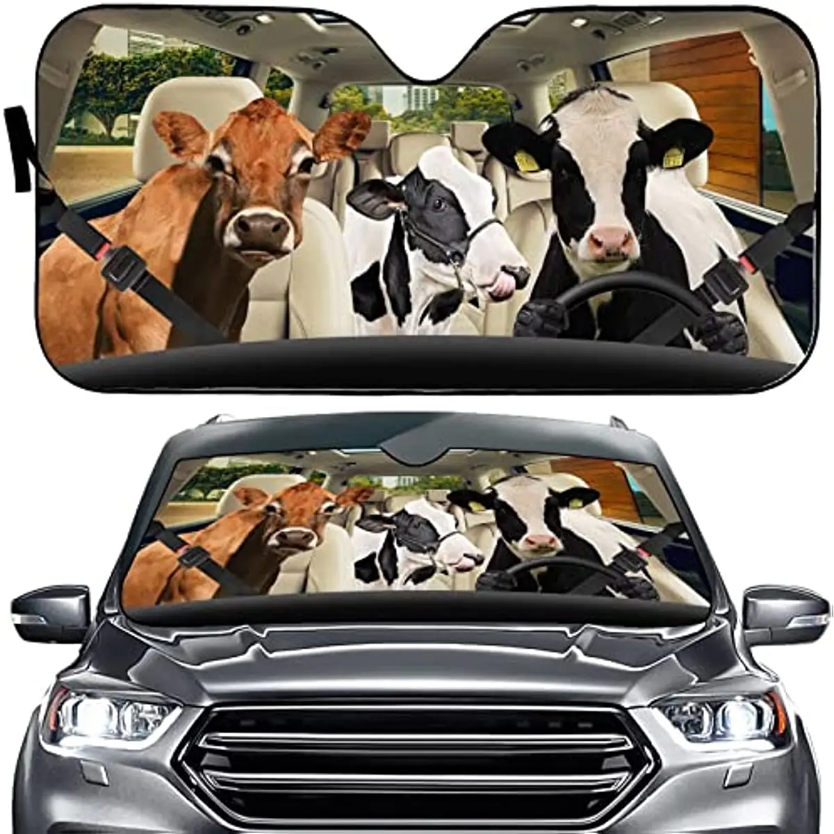 Farm Cow Auto Sun Shade Car Windshield Window Cover Sunshade,Funny Cattle Car Windshield Sun Shade,Animal Car Front Window Visor