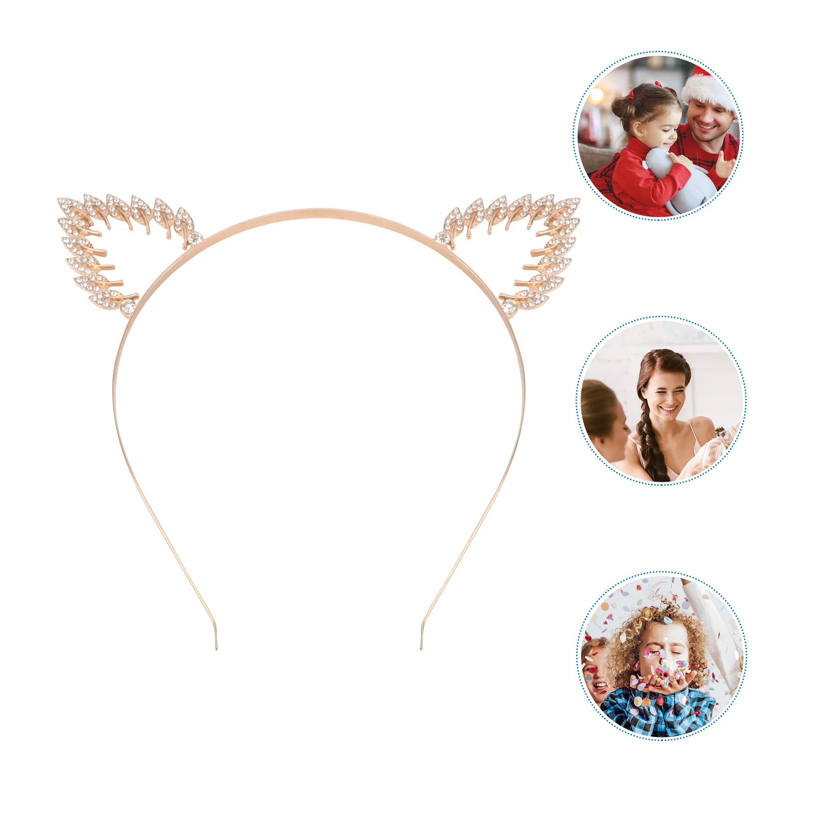 

1PC Headband Cat Ear Elegant Rhinestone Alloy Hollow Hair Hoop Hair Clasp for Ball Party Costume