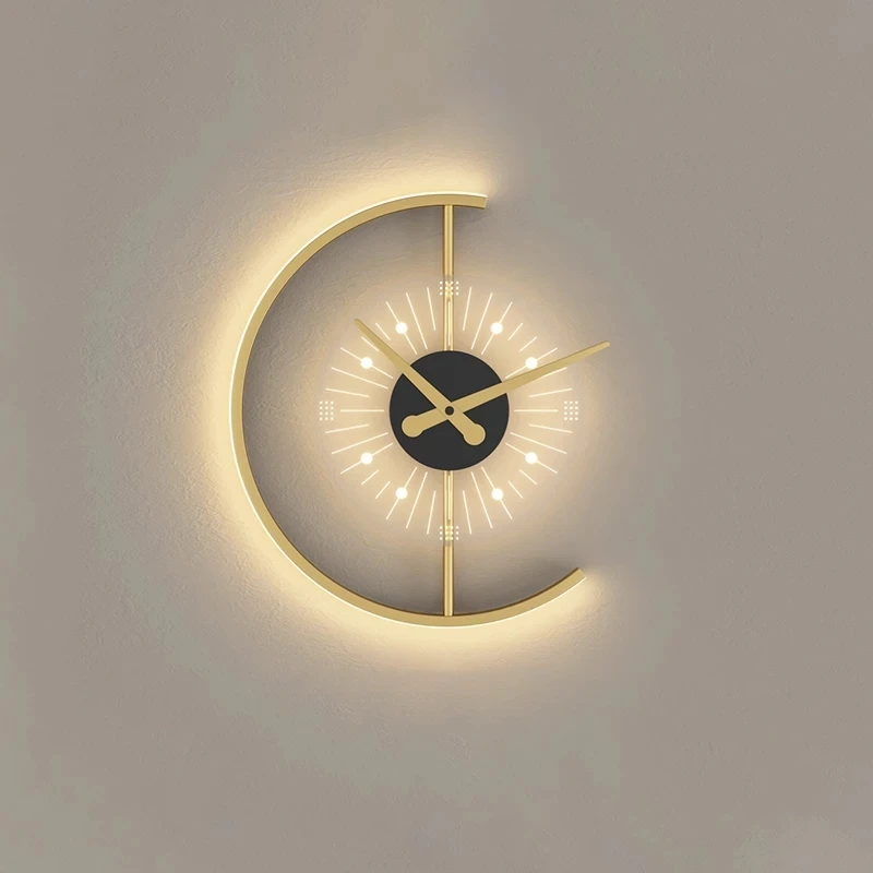 

Современные настенные часы, лампа для гостиной, спальни, прикроватного тумбочка, лофт, Золотой изысканный акриловый домашний дизайн, комнатное украшение