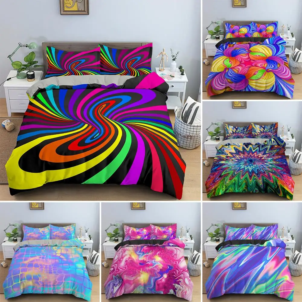

Abstract Bedding Set 3D Printed Psychedelic Duvet Cover optical illusion Bed Set Luxury Comforter Cover King Size Quilt Cover