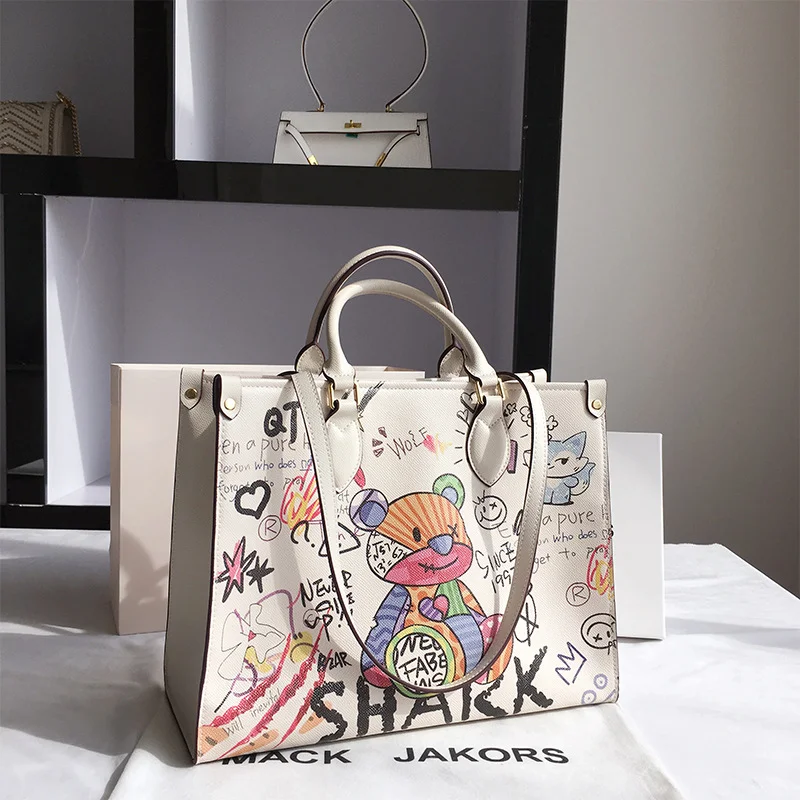 Tote Bag Luxury Designer Bag Tote Handbags Shoulder Bags Brands Shopper Purses Crossbody Bags for Women Little Bear Graffiti