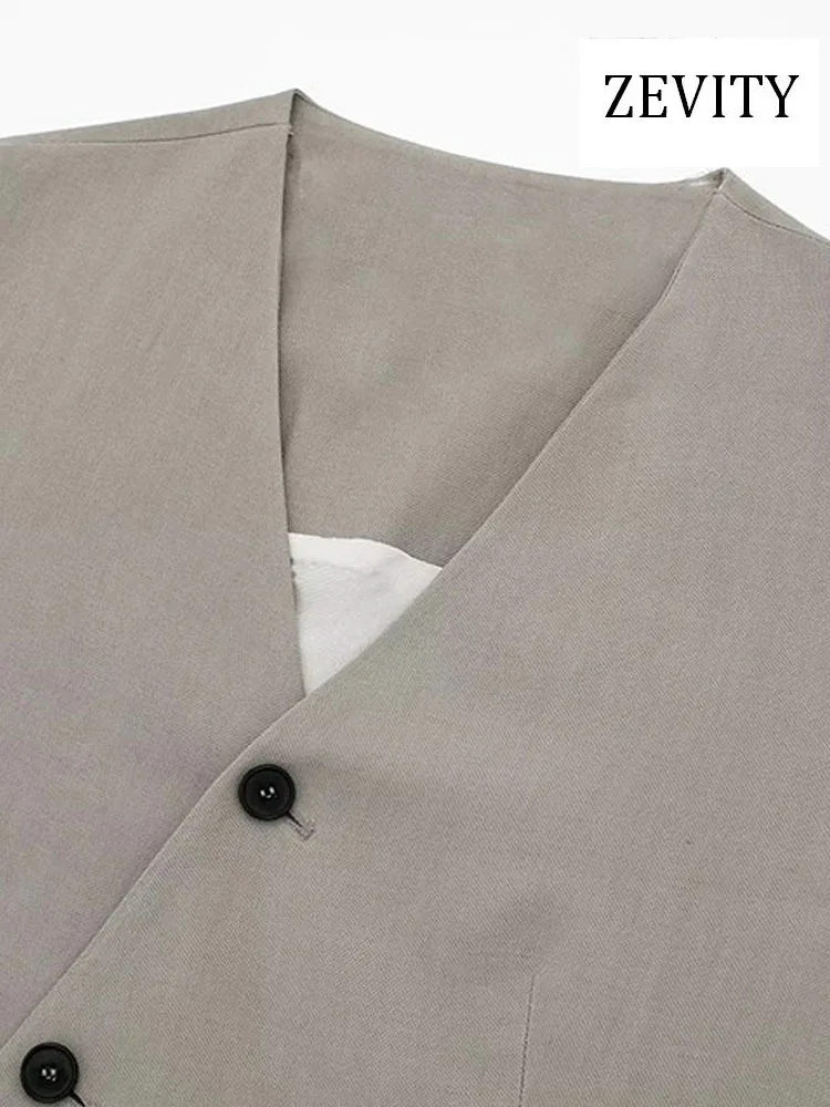 ZEVITY женский модный Асимметричный жилет с пуговицами спереди винтажная женская